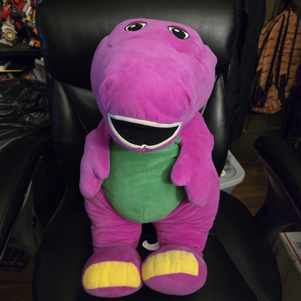 Large Barney Plush 23” Talking Singing Dinosaur Untested Electronics Rip at Tail